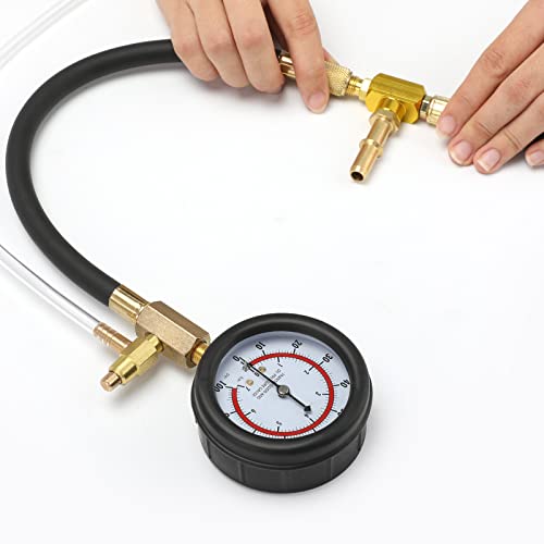 BETOOLL Fuel Pressure Test Kit 0-100PSI with 9.49,7.89,6.30 Fuel Line Fittings - size: Fuel Pressure Tester Kit