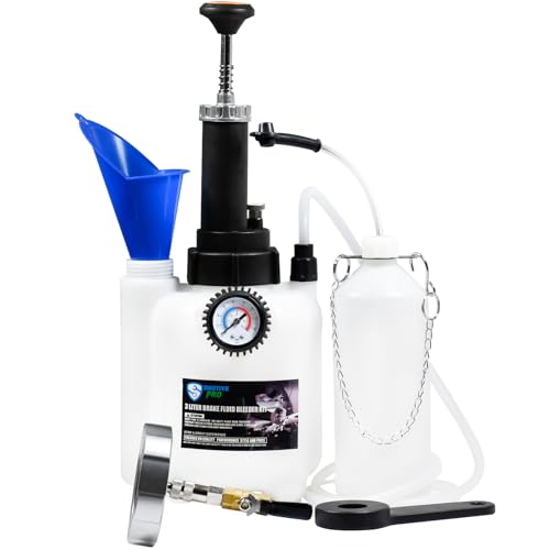 SMOTIVEPRO 3L Manual Brake Bleeder Fluid Pump and 1L Waste Oil Bottle | One Man Professional Brake Bleeder Kit, Compatible with Mitsubishi/Subaru/Volvo S40&V40 - size: 76.8mm Adapter for Subaru/Mitsubishi/Volvo