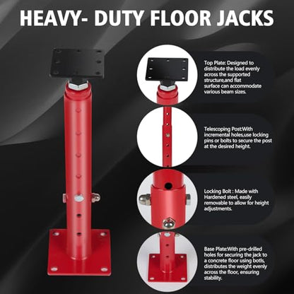 Floor Joist Jack, 19"- 36"(1'7"-3) Height Range Adjustable Floor Joist Jack House Jack Post,Telescoping Jack for Temporary Support for Leveling,4400 lbs Height Capacity(Each)-2Pack - size: 2PACK