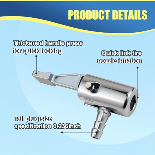 1/4" Lock On All Metal Air Chuck, Portable Tire Inflator Nozzle Adapter with Barb Connector, Mini Air Compressor Hose End with Adjustable Clamp for Hose Repair (8PCS) - size: 8PCS