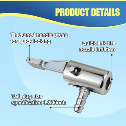 1/4" Lock On All Metal Air Chuck, Portable Tire Inflator Nozzle Adapter with Barb Connector, Mini Air Compressor Hose End with Adjustable Clamp for Hose Repair (8PCS) - size: 8PCS