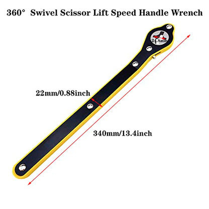 3Pcs Car Jack Wrench Set, 360° Swivel Labor-Saving Car Jack Ratchet Wrench Cross-shaped Hex-shaped Rhombus-shaped with Long Handle, Scissor Jack Lift Speed Handle Tool for Travel, Van, SUV & More