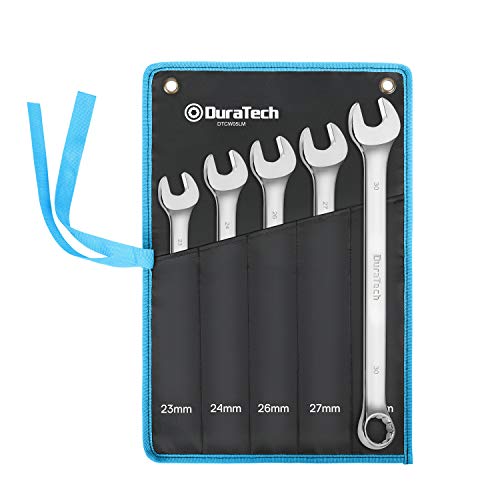 DURATECH Long Pattern Combination Wrench Set, Metric, 5-Piece, 23-30mm, 12 Point, CR-V Steel, with Pouch - size: Metric(23 to 30mm)