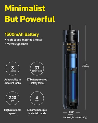 HOTO 25-Piece Upgraded Electric Screwdriver Kit, Cordless Screwdriver | 1/4'' Hex, Magnetic Lid, 1500mAh Rechargeable, LED Light, Ideal for Furniture Assembly, Home Repair, and Garage Projects