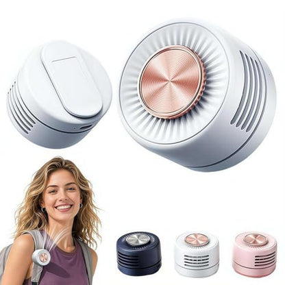 Wearable Neck Fan Hands Free, Portable 360° Adjustable Personal Fan with 3 Speeds, 80g Ultra Light Clip on Collar Fan USB C Rechargeable, Quiet Bladeless Wearable Fan for Travel Office Outdoor - color: White