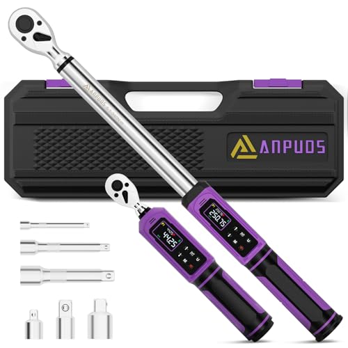 ANPUDS Digital Torque Wrench Set 3/8" & 1/2" Drive, ±1% Accuracy | 0.66-44.25 Ft-lb & 3.76-250.75 Ft-lb, Electric Torque Wrench with Vibration/Buzze/LED Flash Alert, for Car Motor Bike Repair - size: 3/8" (0.66-44.25 Ft-lb) & 1/2" (3.76-250.75 Ft-lb)