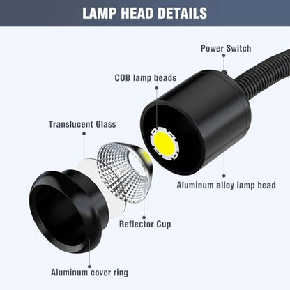 12W Magnetic Light,IP66 Waterproof Lathe Machine Work Light for Milling Drill Press with Upgrade 8T Magnetic Base - size: 12W Work Light + 8T Magnetic Base