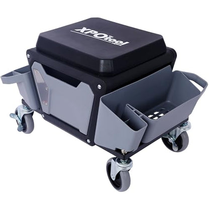 Mechanic Stool Seat Chair with Wheels, Heavy Duty Rolling Garage Stool with Soft Rubber Cushion Seating and Drawer, 330 LBS Capacity, Rolling Tool Seat for Shop, Auto Repair (Gray) - color: Grey