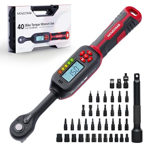 40-Piece 1/4" Digital Torque Wrench Set, 1-22 Ft.lb / 1.5-30 N.m | Electronic Torque Wrench with Bits, Sockets & Accessories, ±2%, LED & Buzzer Alerts for Bicycle, Motorcycle & DIY Repair - size: 1/4" 40pcs-Bike 1.5-30N.m/1-22Ft.lb
