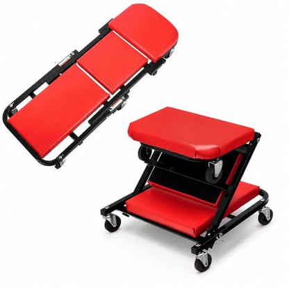Mechanic Creeper, Foldable Automotive Creeper with 6 Swivel Casters, 36" Low-Profile 2 in 1 Roller Garage Chair Lay Down or Sit, for Father or Husband