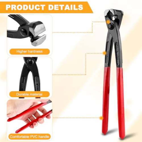 Ear Clamp Pliers Hose Clamp Crimping Tool for Hose Fuel Lines | Single-Ear, Double-Ear, Stepless Support; Slim Head for Tight Engine Bays; Cast Iron Build; PVC-Dipped Handles