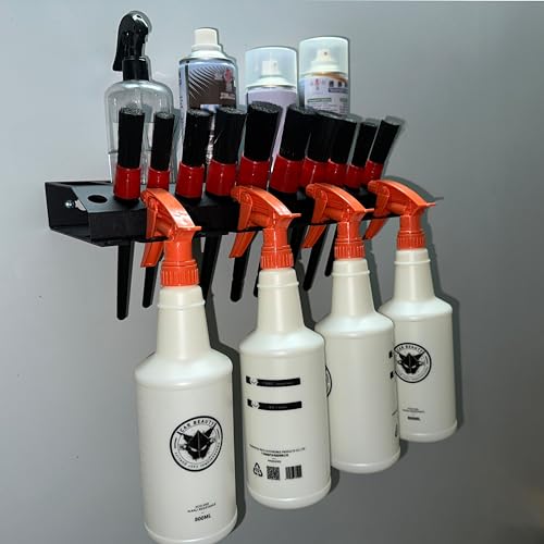 Bottle Storage Rack, 1pc-Black | Detailing Brush Organizer, Spray Bottle Storage Rack, 3/8" Air Tool Holder, For Garage and Workspace