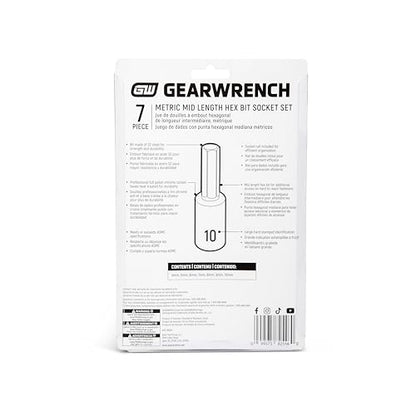 GEARWRENCH 7 Pc. 3/8" Drive Mid-Length Hex Bit Socket Set, Metric - 82546