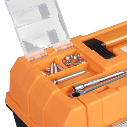 Torin 17-Inch Plastic Tool Box,3-Tiers Multi-Function Storage Portable Toolbox Organizer, Black/Orange ATRJH-3430T - style: 17 inch plastic toolbox