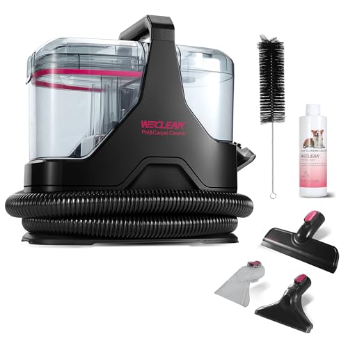 Portable Carpet Cleaner，18kPa Handheld Spot Cleaner for Upholstery and Car Interior，Pet Stain Remover with 500ml Tank，Lightweight for Sofa，Couch，Stairs，Mattress，Black and Pink - color: Blackpink
