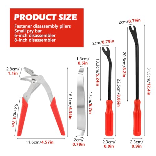 4 Pcs Car Clip Pliers Set, Auto Clip Removal Plier with 2 Pcs Fastener Remover and Panel Trim Removal Tool | Damage-Free Interior and Exterior
