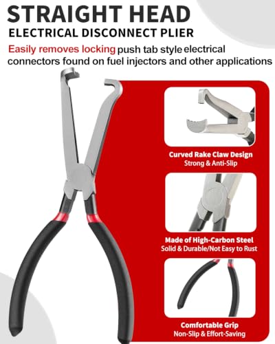 4 PCS Automotive Electrical Connector Removal Disconnect Pliers and Hose Clamp Pliers Tool Set, Plug Connector Separator, Perfect for Car Repairs and Maintenance, DIY and Mechanical