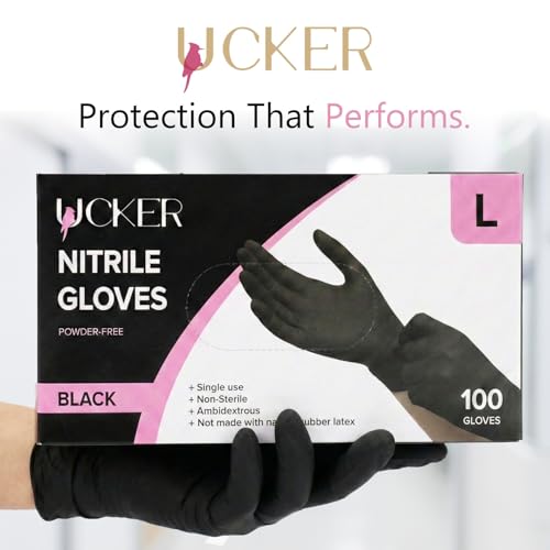 6 Mil Black Nitrile Gloves, Heavy Duty, Powder & Latex Free, Textured Grip, Industrial Use, 100 Count