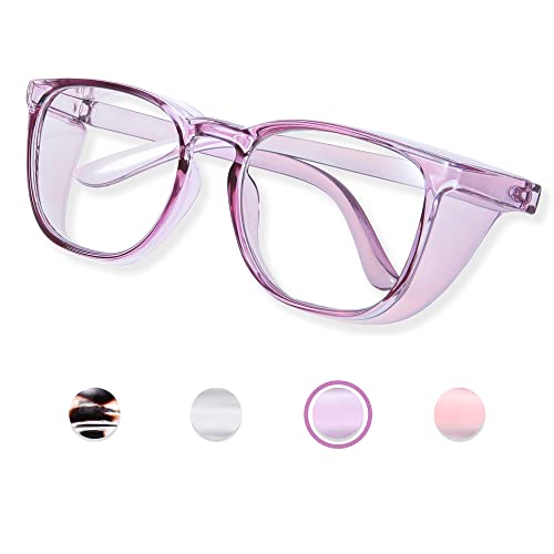 Anti Fog Safety Glasses for Women, Safety Goggles for Nurse, Protective Eyewear, Blue Light Blocking & UV Protection - color: Purple