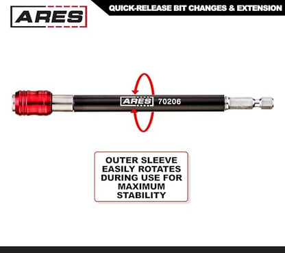 ARES 70206 - Drill Extension Bit Holder - 6-Inch Quick Release - Works With All 1/4-Inch Drive Bits - Quick Release Mechanism Makes Changing Bits a Breeze - size: 6-Inch Quick Release Extension Bit Holder