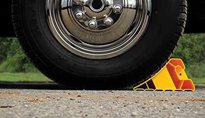 Camco Super Wheel Chock for Trailers & RVs - Large, Heavy Duty Trailer Wheel Chock Constructed of Durable Plastic w/UV inhibitors - Use w/Tires Up to 29-inches - Re-Hitch in Confidence – 44492 - size: Large