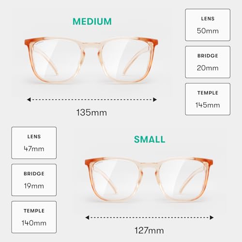 Stoggles Square Z87.1 Certified Polycarbonate Safety Glasses, Anti-Fog | Stylish, Protective, Blue-Light + UV Blocking, Top/Side Shields, Rx Ready, Unisex, Light, Scratch & Impact Resistant - color: Peach, size: Medium