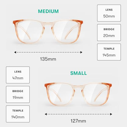 Stoggles Square Z87.1 Certified Polycarbonate Safety Glasses, Anti-Fog | Stylish, Protective, Blue-Light + UV Blocking, Top/Side Shields, Rx Ready, Unisex, Light, Scratch & Impact Resistant - color: Peach, size: Medium