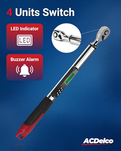ACDelco Tools ARM315-3A 3/8 Inch Heavy Duty Angle Digital Torque Wrench with LED Flash Notification - ISO 6001 Standards with Certificate of Calibration