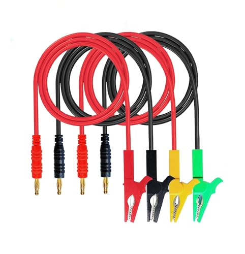 Alligator Clips to 4mm Banana Plug Test Leads Cable | 2 Pairs 12AWG 60cm Cable 4 Color for multimeter car Test oscilloscope or Battery Test(4 Color Clips 60cm) - style: Banana to Alligator Clip 60cm