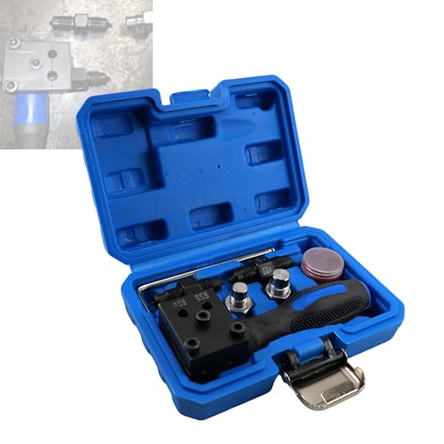 RYANSTAR RACING Brake Line Flaring Tool Kit, 3/16" & 1/4" Double Flaring Tool for Vehicle Brake & Hydraulic Lines, 45° SAE Single & Double Flare, Carbon Steel, Complete Repair Kit