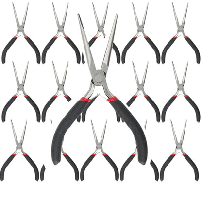 15 PCS 6 Inch Extra Long Needle Nose Pliers, Mini Precision Jewelry Pliers with Comfort Grip, Needle Nose Pliers for Jewelry Making, Repair, Crafts