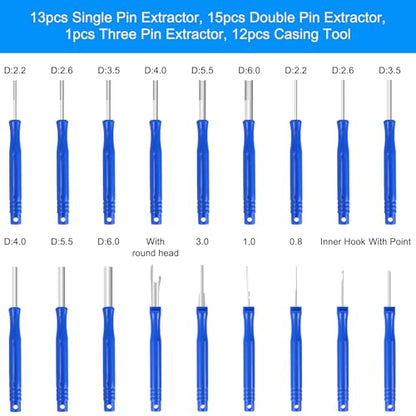 Kikerike Terminal Removal Tool Kit 41 Pcs Depinning Tool Electrical Connector Pin Removal Tool Kit Pin Extractor Tool Set Wire Terminal Release Tool for Automotive Car Household Devices - Blue - color: 41 PCS - Blue Round Handle