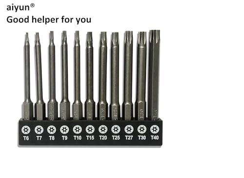 aiyun 11-Piece Shark Vacuum Screwdriver Security Bit Set, S2 Steel Magnetic Security Screwdriver Set 3 Inch Star Driver Bit Set Screwdriver for Shark Vacuum T6-T40 (75mm Length) - size: 75mm Length (T6-T40)