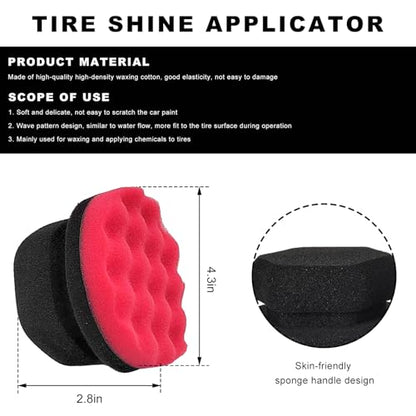 2PCS Large Tire Shine Applicator, Reusable Car Detailing Foam Hex Grip Dressing Pad, Durable Polishing Sponge Tool for Applying Tire Shine,Universal Cleaning Supplies for Wheel Care (Red) - color: Red, Large