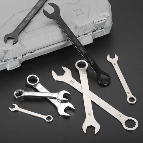 HARFINGTON 2Pcs Mini Super Thin Combination Wrench 5mm Metric 6-Point Box and Open End Stainless Steel Double Ended Spanner Tool for Automotive Pipe Furniture Machinery DIY Repair, Silver - size: 5mm