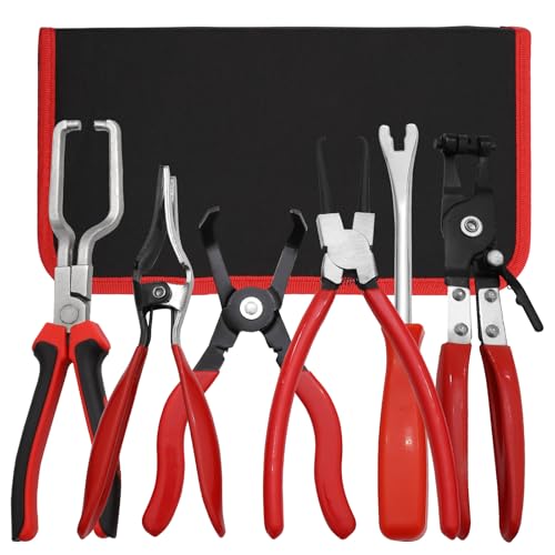 6Pcs Fuel Line Disconnect Tool Set,Hose Pipe Clamp Clip,Hose Clamp Tool,9"Fuel Filter Caliper,Hose Remover Pliers,30 Degree Disconnect Pliers for Automobile fuel system maintenance.