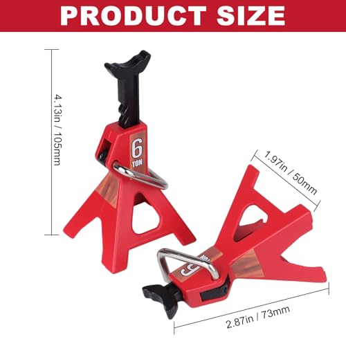 2-Pack RC Car Scale Jack Stands Metal 6 Ton Repairing Tool for 1/10 RC Crawler Truck TRX-4 Trx4 Axial SCX10 Wraith Gelande Tamiya CC01 RC4WD D90