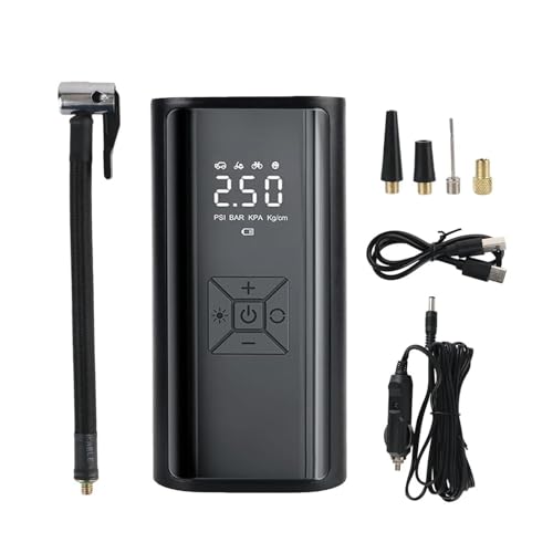 Digital Air Pump with LED Light Wireless Tire Inflator Air Compressor Portable Tire Pressure Gauge LCD Display 150PSI 120W(C) - color: C