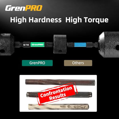 GRENPRO Torx Bit Set 29pcs Impact Driver Bit Set, S2 Steel Torx Screwdriver Sets, Tamper Proof Star Bits Sets, Star Screwdriver 1"&2" Long (TT7-TT40) Torque Security Bits with Magnetic Bit Holder - size: T7-T40(1"&2"*29pcs)