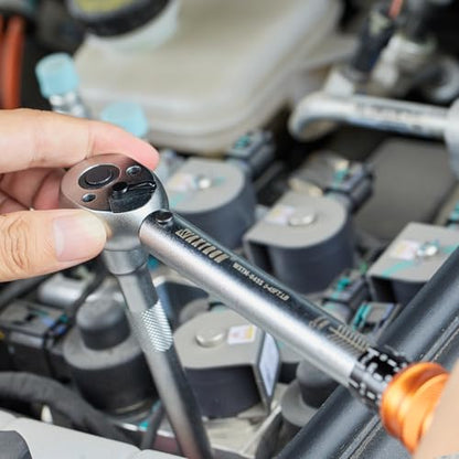 3/8 Inch Drive Click Torque Wrench, 5-45 ft-lb (6.8-61 Nm) Micro-Adjustable Dual Scales, 72-Tooth Reversible Ratchet, ±2% Accuracy, Storage Case - size: 3/8" Drive