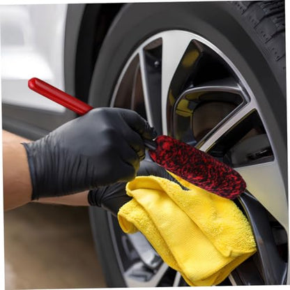GANAZONO Wheel Brush Cleaner Set 2pcs Removable Tire Brush for Car Detailing Long Handle Wheel Cleaner for Auto and RV Washing for Brake Dust Road Grime Removal
