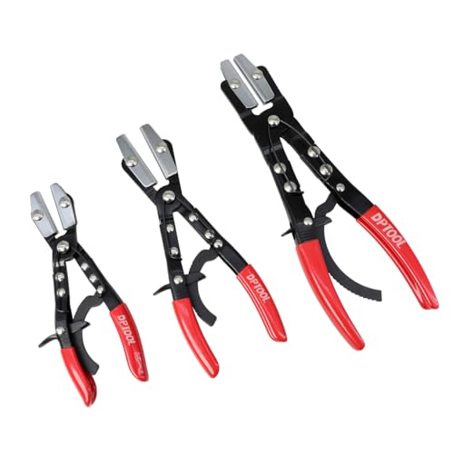 DPTOOL 3pcs Hose Pinch Off Pliers Set 8inch 10inch 12inch Hose Pinch Pliers | Hose Clamping Pinch Off Locking Pliers Set for Automotive Hose Lines, Radiator Lines, Fuel Lines, Heater and Coolant Line