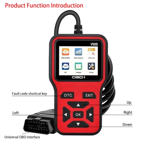 OBD2 Scanner Diagnostic Tool - Check Engine Light Code Scanner Tool with Reset, DTC, Data Stream, I/M Readiness, Car & Truck Scan Tool for All Vehicles Since 1996, escaner automotriz - color: Red