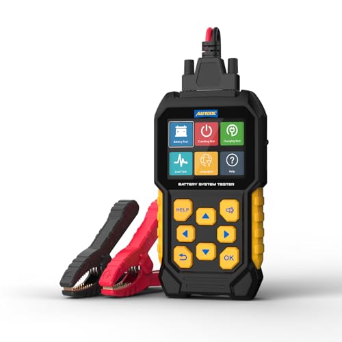 AUTOOL Car Battery Tester 12V 24V 30-2000 CCA Cranking Charging Load Test | Battery Load Tester Automotive Battery Analyzer, Color Screen Data Review Reverse Polarity Protection