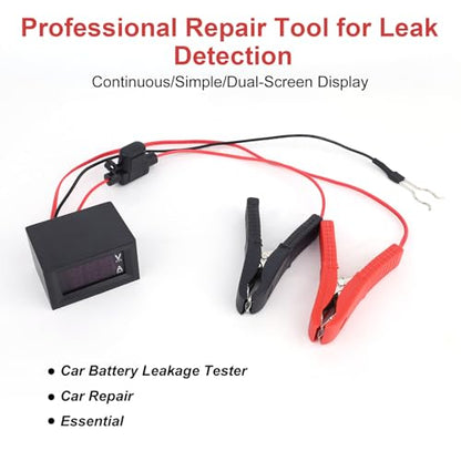 Automotive Battery Drain Tester, Car Alternator Relay Tester with Digital Voltage Display & Clips 12V Auto Leakage Detector to Detect Hidden Drain Issues on Cars Trucks SUV Tools