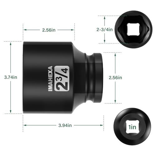 1" Drive Shallow Impact Socket,2-3/4 Inch SAE Jumbo Socket,CR-MO 6 Point for Easy Removal of Large Axle Nut（SAE) - size: 1 Inch Shallow 2-3/4", style: 1"Drive Shallow Impact Socket