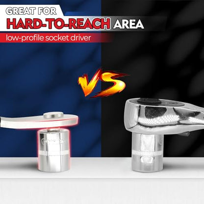 2PCS Low Profile Socket Lever, 1/4”, and 3/8” Drive Breaker Bar, Extra Low Profile Stubby Wrenches Set, Non-Ratcheting, Great for Boats, RV, Off Road Vehicle - style: 2PCS