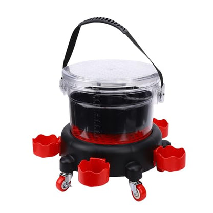 Car Wash Bucket, 15L Leakproof Rolling Bucket with Filter Lid and 5 Casters for Car Detailing and Washing