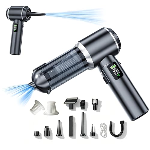 Handheld Car Vacuum Cordless with Air Duster, 30-Min Runtime 20000Pa Suction, Portable Rechargeable Small Handheld Vacuum for Car Detailing Interior Cleaning Pet Hair,Silver&Gray