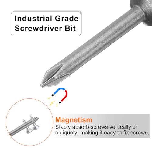 HARFINGTON 5pcs #0 Phillips Screwdriver Bit PH0 1/4" Hex Shank 2" (50mm) Long Magnetic S2 Steel Industrial Grade Screw Driver Bit Cross Head Electric Drill Bits 0.118" (3mm) Rod - size: PH0 x 50mm x 3mm